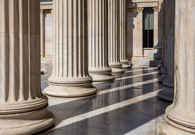 About-0001 Column pillar white marble. Athens Greece Academy neoclassical building entrance colonnade.